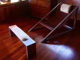 Archizoom Associati, "Mies" Armchair and footrest, Poltronova 1968, 1966, struttura in metallo cromato