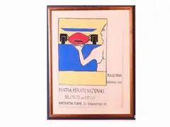 Study for The I Mostra Mercato Nazionale dellauto da corsa 1971 by Ugo Guidi, 1912, mixed media sketch on paper, offered Oct 2019