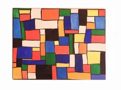 Composition 1963 by Fernando Melani, 1907, oil on panel, offered Oct 2019