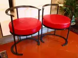 Luigi Caccia Domioni, A Couple of "Catilina" Armchairs, Azucena 1962, 1913, struttura in metallo laccato nero