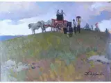Country View with Farmers and Carriage by Cafiero Filippelli, 1889, oil on panel, offered Oct 2019