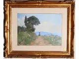 Tuscan Landscape with Country Women by Cafiero Filippelli, 1889, oil on panel, offered Oct 2019