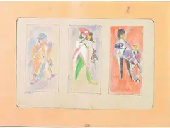 Studies for Figures by Vieri Nannetti, 1895, two mixed media sketches on paper, offered Oct 2019