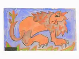 Vieri Nannetti, Lion, 1895, mixed media painting on paper