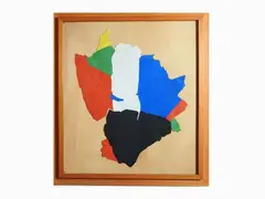 Composition 1960 by Fernando Melani, 1907, collage on panel, offered Oct 2019