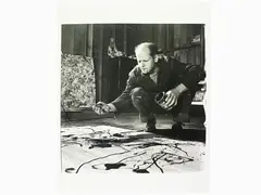 Martha Holmes, Jackson Pollock smoking and painting, 1923, gelatin silver print on resin coated paper