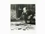 Martha Holmes, Jackson Pollock smoking and painting, 1923, gelatin silver print on resin coated paper