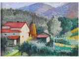Oreste Zuccoli, Tuscan Landscape, 1889, oil on pane