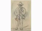 The Flute Player by Nino Tirinnanzi, 1923, pencil on wrapping tissue, offered Jun 2019