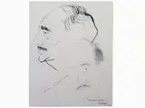 Rinaldo Burattin, Portrait of Marchiori, Ungaretti, Quasimodo, Cesetti, Guidi and Bartolin, 1914, collection of seven mixed media sketches on paper