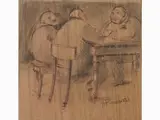 Nino Tirinnanzi, The Card Players, 1923, mixed media on wrapping tissue