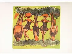 Mino Maccari, Compositions with Figures, 1898, two wood-cut prints