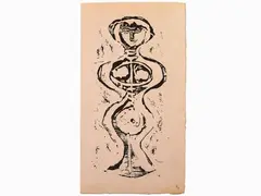 Massimo Campigli, Christmas Card 1961, 1895, Christmas card on japanese paper with woodcut print