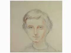 Portrait by Elisabeth Chaplin, 1890, mixed media on paper, offered Jun 2019