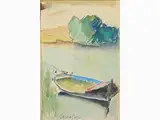 Silvio Polloni, River Landscape with Boat, 1888, watercolour on paper