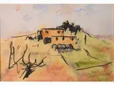 Sergio Scatizzi, Tuscan Landscape, 1918, mixed media on paper