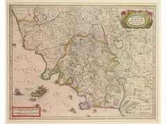 Jan Janssonius, Map of Siena with The Ducato di Castro, 1588, etching