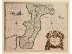 Map of Calabria 1640 ca by Willem Janszoon Blaeu, 1571, etching, offered May 2019