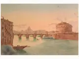 Frans Vervrolet, Castel Sant'Angelo, 1795, watercolour on paper partially laid on cardboard