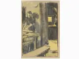 Ludovico Tommasi, Interior View with Figure, 1866, mixed media on paper