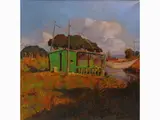 Angiolo Volpe, Livorno - Retoni e baracca a Stagno, oil on canvas