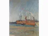 Giovanni March, Seascape with Ship, 1894, oil on cardboard