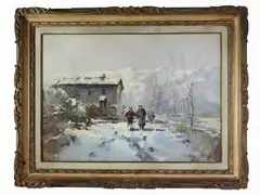 La neve by Ferruccio Rontini, 1893, oil on panel, offered May 2019