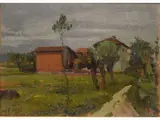 Domenico De Bernardi, Landscape with Houses, 1892, oil on panel