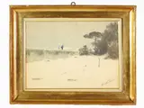 Snowy Landscape by Adolfo Tommasi, 1851, watercolour on paper, offered May 2019