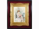 Lady with Hand Fan by Vincenzo Irolli, 1860, watercolour on cardboard, offered May 2019