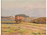 Country Landscape 1935 by Gino Romiti, 1881, oil on panel, offered May 2019