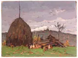 Country Landscape 1944 by Giovanni Lomi, 1889, oil on panel, offered May 2019