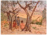The Olive Harvest 1940s by Giovanni Lomi, 1889, oil on panel, offered May 2019