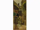 Cesare Ciani, View of a Town with Figures, 1854, oil on cardboard