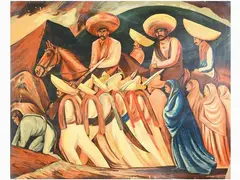 José Clemente Orozco, Zapatistas, 1883, lithograph on paper laid on panel