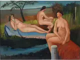 Mario Cortiello, Bathers, 1907, oil on faesite