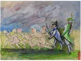 Mino Maccari, Parade, 1898, mixed media on paper