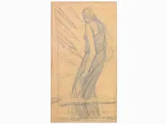 Figure by Mario Sironi, 1885, pencil on paper laid on canvas, offered May 2019