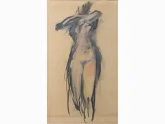 Nude 1962 by Giuseppe Ajmone, 1923, mixed media on paper, offered May 2019