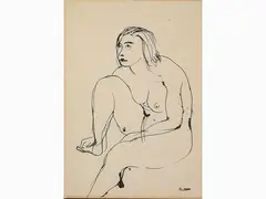 Umberto Milani, Nudes, 1912, a charcoal on paper and an indian ink on paper