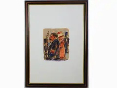 Figures by Franz Borghese, 1941, watercolour on cardboard, offered May 2019
