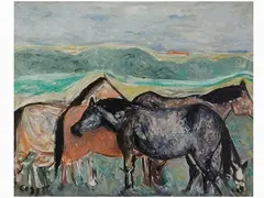 Horses by Giuseppe Cesetti, 1902, oil on canvas, offered May 2019
