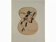 Violinist by Marcello Avenali, 1912, mixed media on paper, offered May 2019