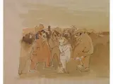 Mino Maccari, Figures, 1898, mixed media on paper
