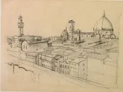 View of Florence by Gianni Vagnetti, 1898, pencil on paper, offered Mar 2019