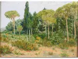 Pio Roberto Gatteschi, Country Landscape with Figure, 1872, oil on canvas board