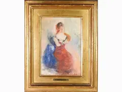 Emilio Gola, La modellina, 1851, watercolour on paper