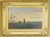 Lorenzo Gelati, Country landscape with Figures and View of Florence on the Background, 1824, oil on canvas