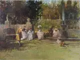 Sergio Cirno Bissi, View of a Garden with Figures in 18th Century Clothes