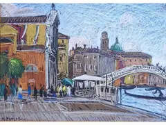 Venice by Armeno Mattioli, 1920, pastel on black carboard, offered Mar 2019